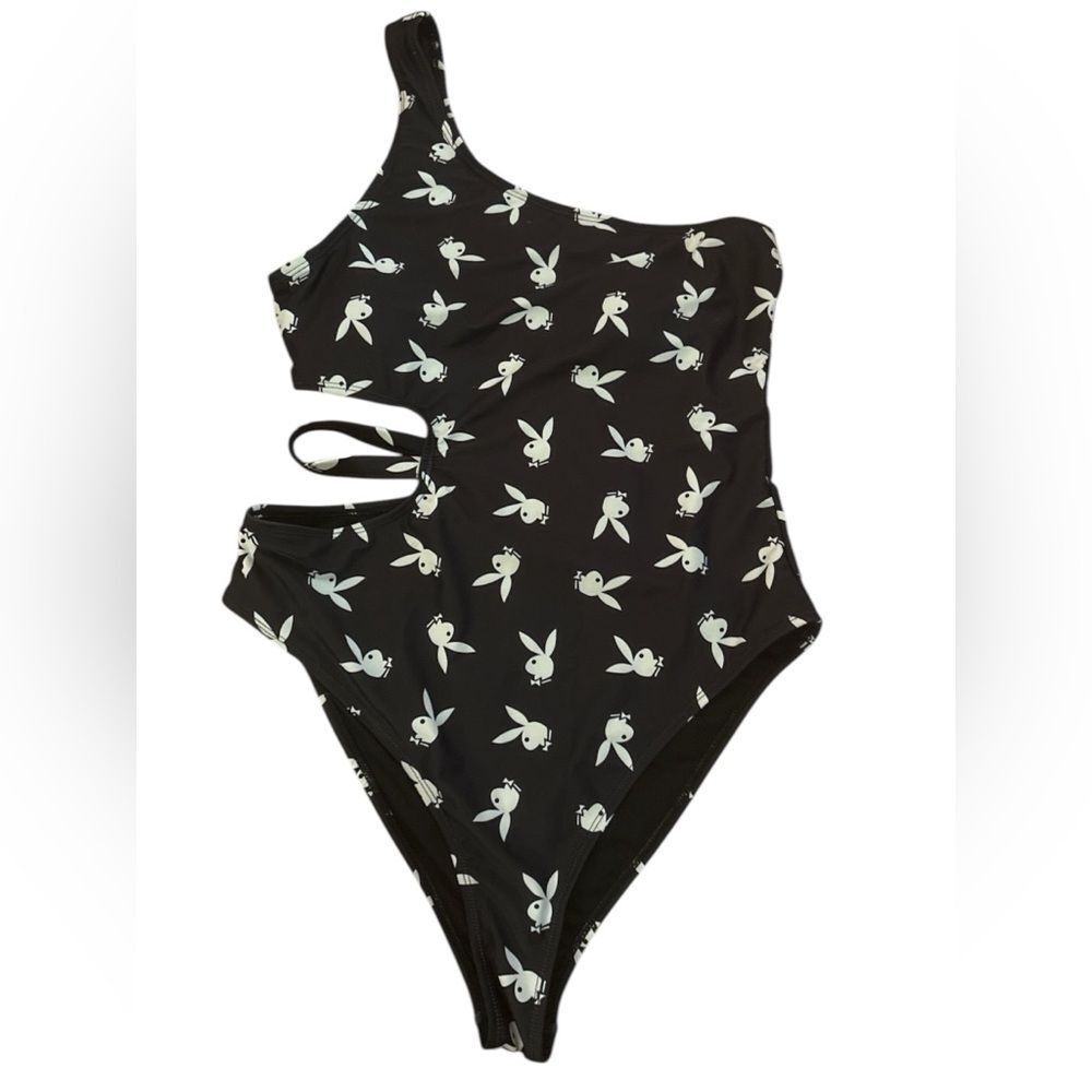Playboy Black and White Logo one-piece monokini swimsuit